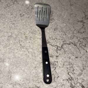 Vintage CK Stainless Steel Slotted Spatula Turner Heavy Duty Melt Marks 12 In